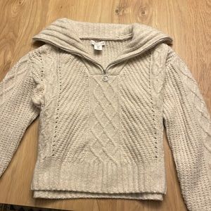 Sincerely Jules Quarter zip sweater in beige color